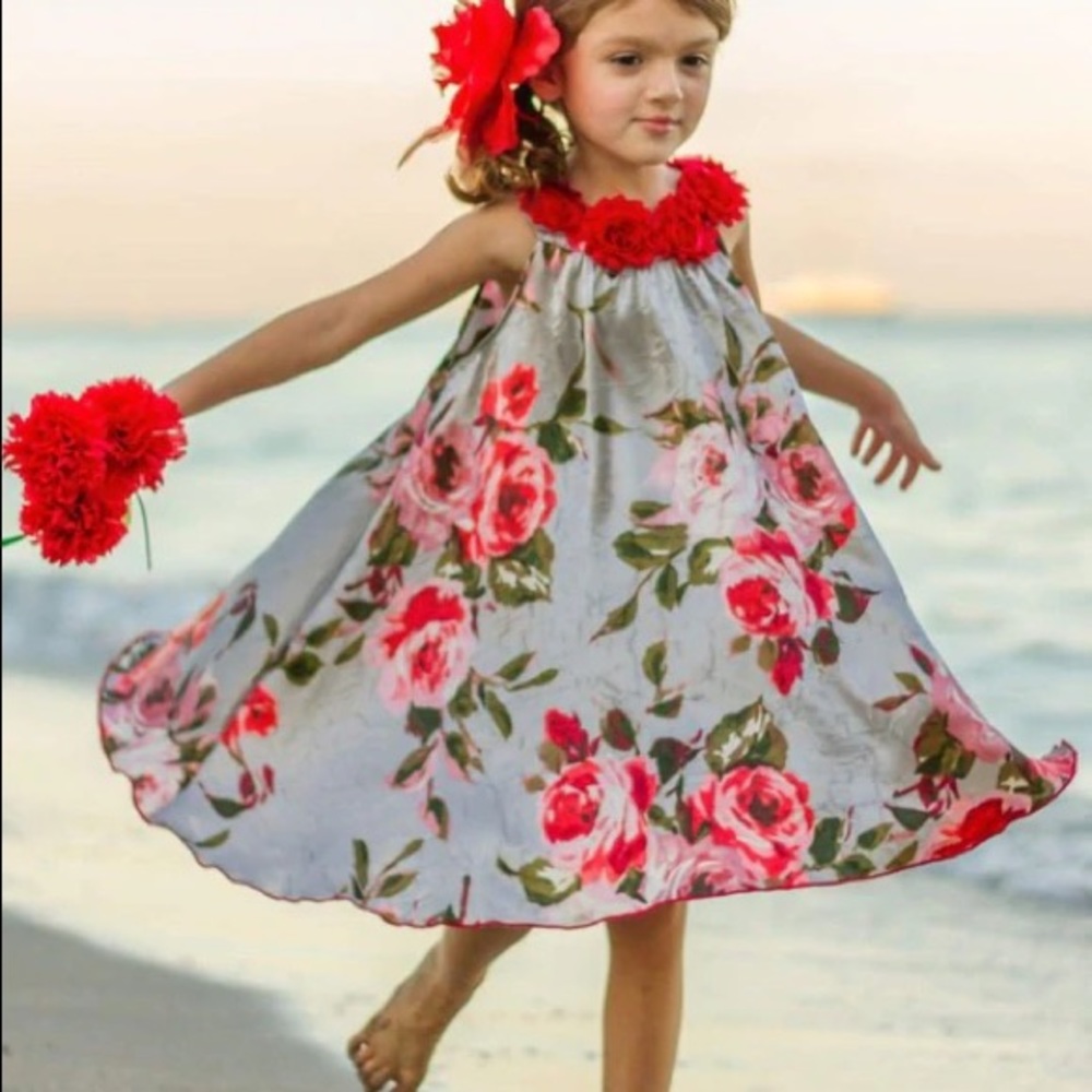 Mia Belle Girls high/low satin tank dress